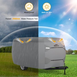 Travel Trailer Cover, 7 Layers Fiberglass Camper RV Cover (Fits 11' - 13' Trailers), Tear Resistant Waterproof Motohome Trailer Cover for Trailer with RV Awning