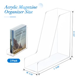 Jumyee Acrylic Magazine File Holder, 2 Pack Clear Desk File Organizer for Office Home, Desktop Office Desk Binder Accessories