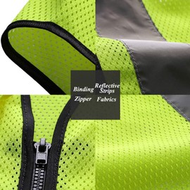 HYCOPROT Reflective Safety Vests High Visibility Mesh Breathable Workwear with Pockets and Zipper, Meets ANSI/ISEA Standards