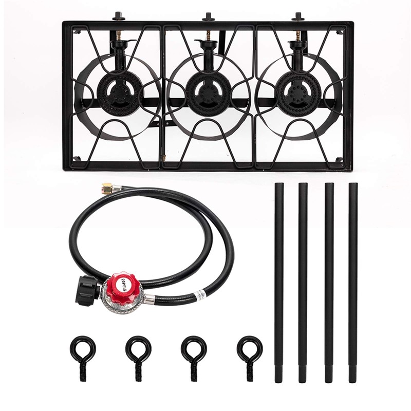 Outdoor Camping Stove, 3 Burner Propane Gas Cooker w/Detachable Legs