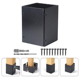 Yardwe Adjustable Stainless Steel Post Base Protectors, Heavy Duty Mailbox Bracket Bases, Metal Deck Railing Support, Easy Diy Installation, Black (3.3-6in)