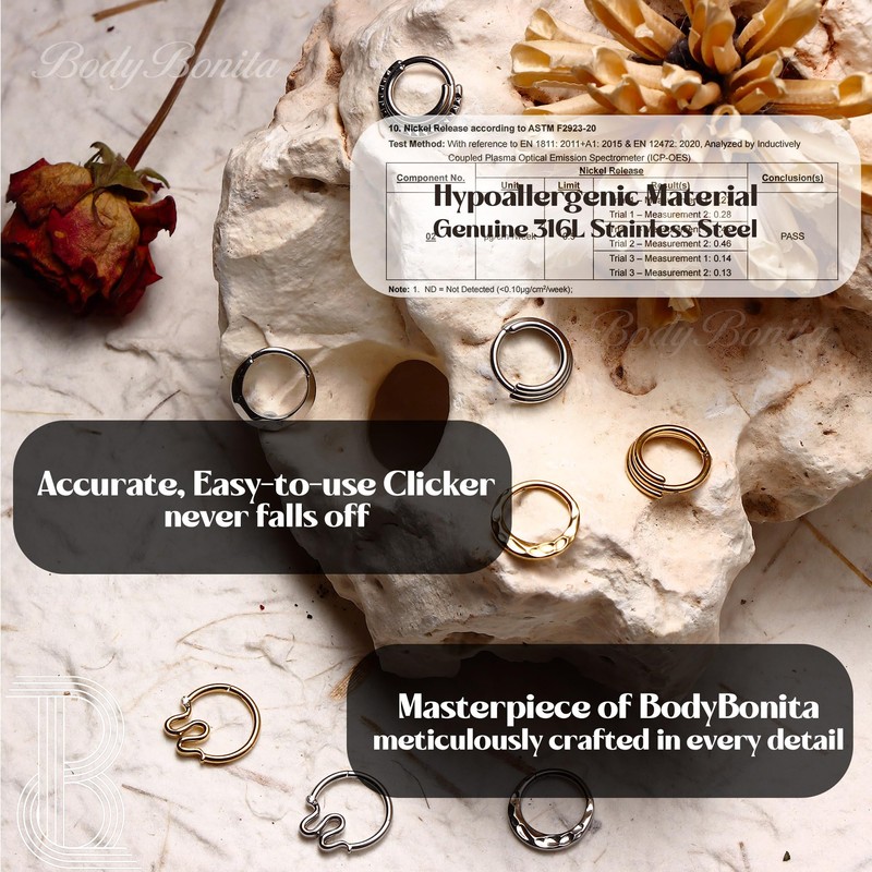 BodyBonita Septum Piercing 16G - 316L Stainless Steel Nose Piercing