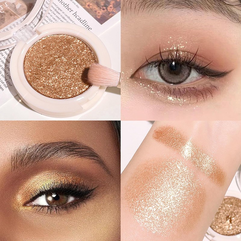 Champagne Golden Glitter Single Eye Shadows Waterproof Long Lasting Gold