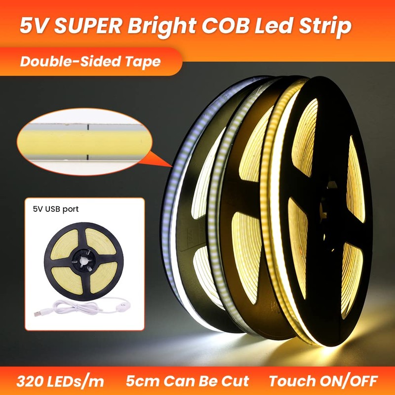 Wisada 5V Touch Dimmable LED Light Strip USB Switching Power