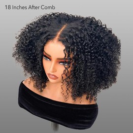 Wavymy Wear Go Afro Kinky Curly 7x5 Pre Bleached Tiny Knots Pre-Cut HD Lace Glueless Wig 180% Density Layered Curly Hairstyle - Lace Type: HD Lace, Size: 20 inches