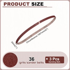 HARFINGTON 1 x 42 Inch Sanding Belts, 3 Pcs 36 Grits Aluminum Oxide Abrasive Belt Sander File Belt for Woodworking, Metal Polishing, Knife Sharpener