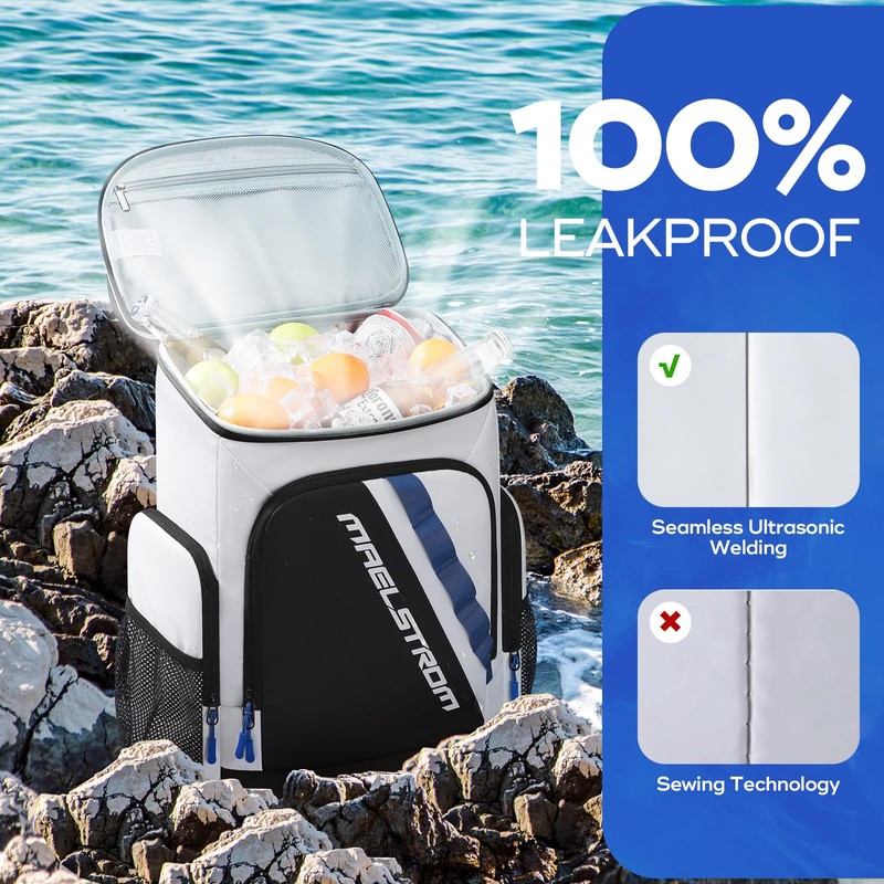 Maelstrom Backpack Cooler,36 Can Cooler Backpack,Soft Cooler Bag Insulated Leakproof,Lightweight