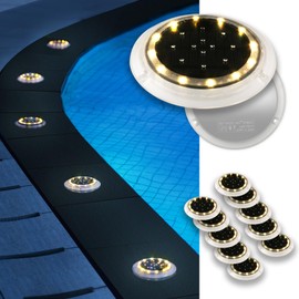 SHONELIGHTING Solar Deck Lights, IP67 Waterproof Pool Lights, Anti-Slip&Trip Super Bright Driveway Markers, Flat Pathway Disc LED for Outside Ground, Step, Yard, Dock (Warm White,12Pack)