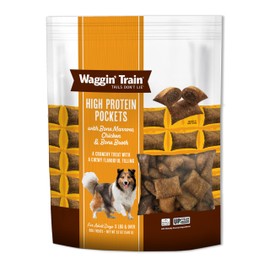 Waggin' Train High Protein Pockets with Bone Marrow, Chicken & Bone Broth for Dogs - 12 oz. Pouch - Made in The USA, High Protein, Wheat Free Dog Treat