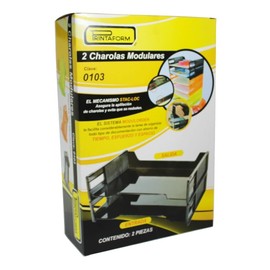 Charola Organizadora Papelera Apilable 2 Niveles Negra Apilable Carta Organizador de Escritorio