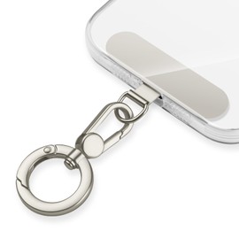 Saxsion Carabiner Round Smartphone Strap Keychain Metal Fittings 1-Piece Pack Stainless Steel Clip 360-Degree Rotation Matte Stylish Ring Nascan Hook Shoulder Durable (Titanium)