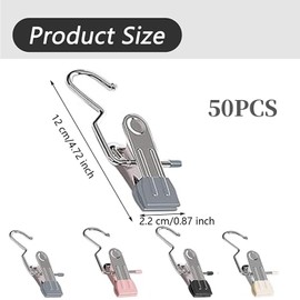 XINYUICEAN Pinzas para Ropa de Acero Inoxidable, 50 Pinzas para Colgar Ropa Tendedero, Soporte para Pinzas de Ropa para Toallas Calcetines Ropa Interior Pantalones Jeans Sombreros, Hanging (Blanco)