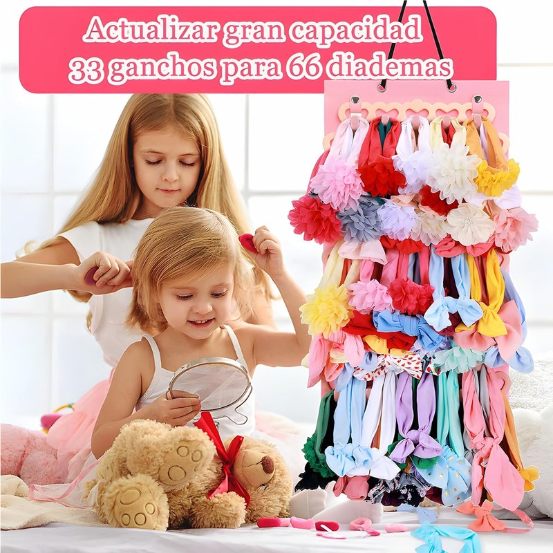 Caja de almacenamiento para lazos de niña, colgador de diademas,