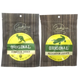 SPECIALTY Exotic Jerky Sampler Pack - 2 Types of Seasonal Wild Game Jerky (Kangaroo Jerky and Alligator Jerky) - No Added Preservatives, No Added Nitrates and No Added MSG - 3.5 total oz.
