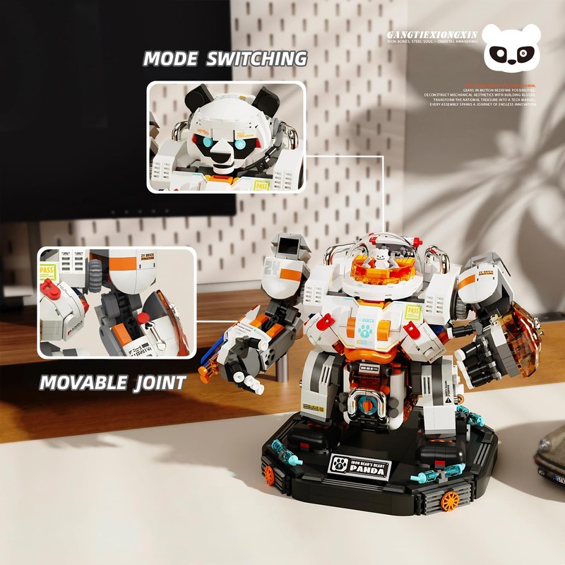 WULOBOOI Panda Mech Transforming Building Blocks Set for Adults, Robot