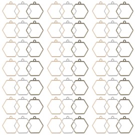 COHEALI Charm Braclets 60pcs Bezel Charms Pendants Open Back Bezel Pendants Hollow Mold Pendants Geometric Hollow Frame Pendant DIY Crafts for Resin Earrings Necklace Bracelet Bangle Charms