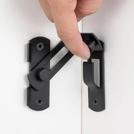 INIRET 2 Packs Flip Door Sliding Latches，Matte Black 90 Degree Stainless Steel Bar Gate Latches Safety Door Lock,Sliding Door Antique Lock Gate Latches Wine Cabinet Carbon Steel Closet Door Latches