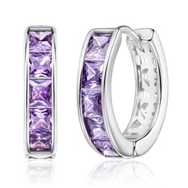 Linawe Women’s Hoop Earrings, Cartilage Rings, First Earrings, Cute, Crystal, Jewelry, Needle, 14 K Gold, Pink Gold, Silver, Copper, Copper, Created Amethyst