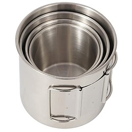 DZRZVD Camping Mugs,Backpacking Cups,Stainless Steel Mugs & Cups with Foldable Handle,Portable Coffee & Tea Cups Can be Nested for Outdoor Traveling Fishing Hunting Hiking with Storage Bag - 4 Packs