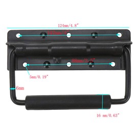 Semetall 2 Pack Black Chest Handles,124mm/4.8" Length Stainless Steel Spring Loaded Case Handle with Rubber Grip for Flight Case Cabinet Garage Boat