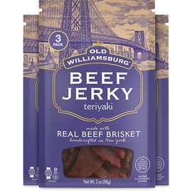 Old Williamsburg Teriyaki Beef Jerky, 2oz (3 pack) | Real Beef Brisket | Hand Crafted Jerky | Gluten Free Meat Snack | Protein Packed