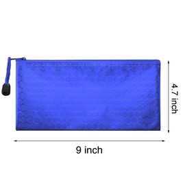 Sailing-go 12 Pieces Blue Zipper Waterproof Bag Pencil Pouch for Cosmetic Makeup Bills Office Supplies Travel Accessories and Daily Household Supplies