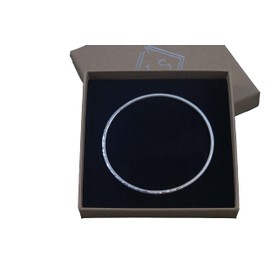 Silver Small bangle - Sterling Silver hammered bangle - hammered and brushed Silver - Reflections on the Sea - sea inspired - handmade in Cornwall - Size Small