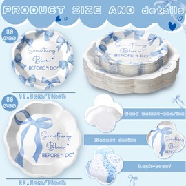 Roshtia 100 Pcs Something Blue Before I Do Paper Plates Blue Bowknot Wedding Bow Decorations 7 Inch 9 Inch Disposable Dinner Plates Bulk for 50 Guests Wedding Bridal Shower Engagement Bachelorette