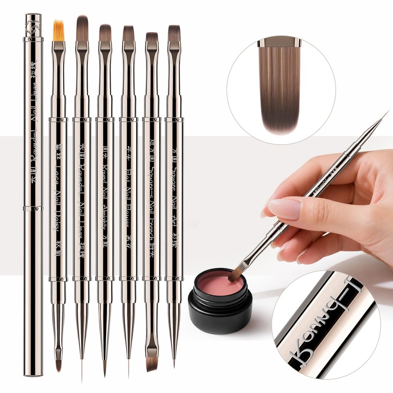 Nail Art Brushes Set 6 Pcs Double-Ended Professional Nail Design