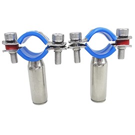 Stainless Steel Height-Adjustable Pipe Clamp - Wall/Ceiling Mounting for 25 mm to 27 mm Pipes, Heavy Duty Rustproof Pipe Bracket, Female Type, Set of 2