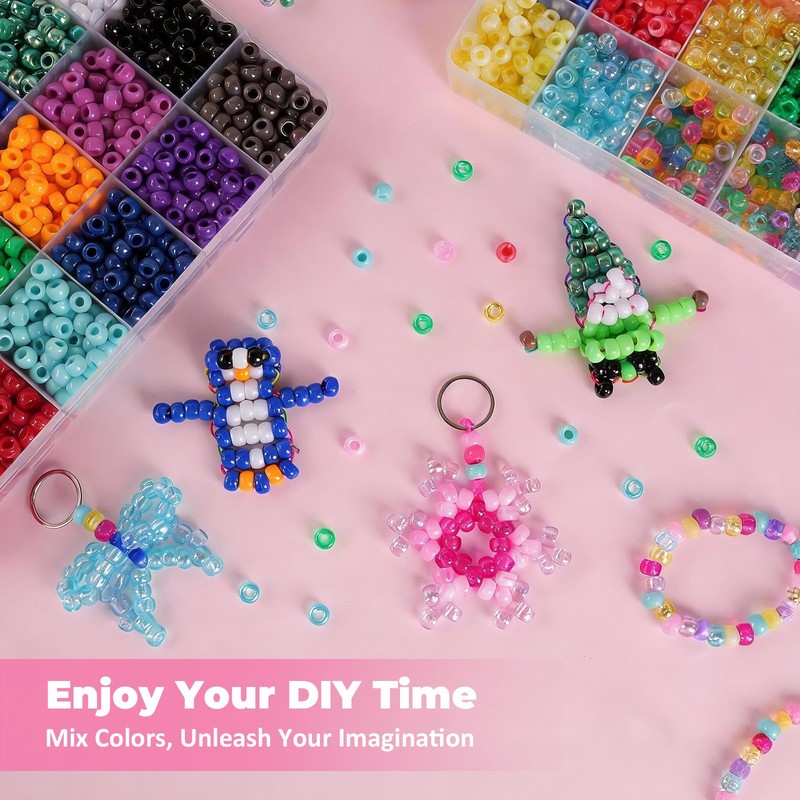 4300Pcs Pony Beads Kit for Bracelets Jewelry Making, 41 Colors