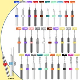 Lothee 30 Pcs Shank Tungsten Carbide Micro Drill Bits Set, Tungsten Steel PCB Print Circuit Board Flute CNC Router Bits for Rough Stone Print Circuit Board Jewelry Engraving (0.1-3.0 mm)
