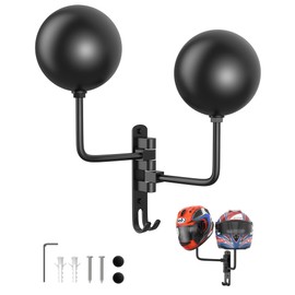 Helmet Hanger Wall Mount 180° Swivel Helmet Holder for Motorcycle Bike Racing Outerwear Sports Gear (Black 2-1)