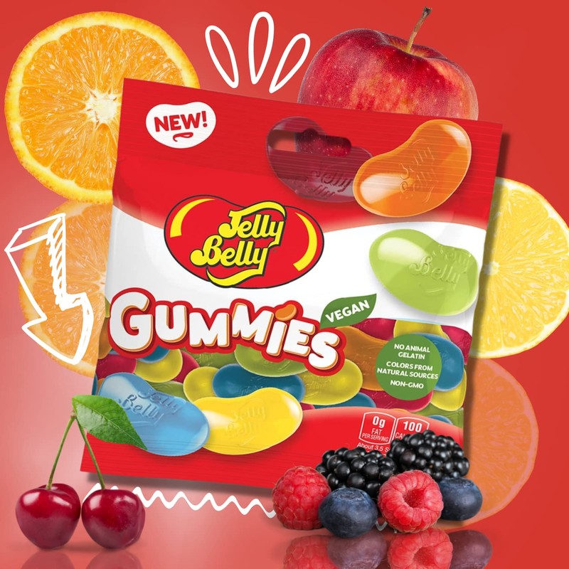 Sweet and Super Sour Vegan Gummy Candies, Fruit Flavored Jumbo