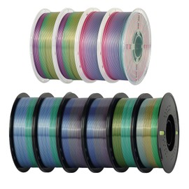 Kingroon 10KG Silk PLA Filament Bundle Rainbow PLA Filament 1.75MM 3D Printing Color Changing Dimensional Accuracy ±0.03mm,Fit Most 3D Printer, 1KG X 10 Spools