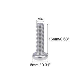 TOP-VIGOR 20Pcs Cross Pan Head Machine Screws, M4x16mm Phillips Round Head Screws Bolts for Machinery, Furniture, Car, Motorcycle Repair, Electronic Products, Ship Assembly, and DIY