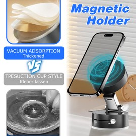 2025 Nuevo Vacuum Magnetic Suction Phone Holder, Plegable Y RetráCtil De Doble Cara MagnéTica Del TeléFono, 360° Rotation Sucker Magnetic Phone Holder, Para Todos Los TeléFonos De Soporte (Ferroso)