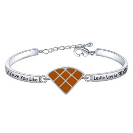 CENWA P and Recreation Inspired Gift I Love You Like Leslie Loves Waffles Bracelet Leslie Knope Inspired Jewelry (Loves Waffles br S)