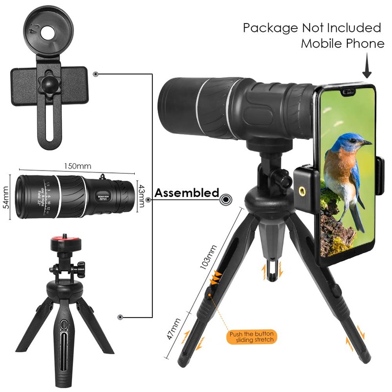 UniqueFire High Power Mini Black Telescope Zoom Adjustable Optical Monocular