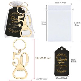 Uezea 50th Birthday Party Favors, 25 Pcs Gold Bottle Opener Keychain(50th)