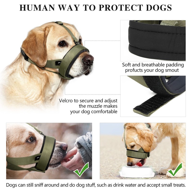 HEELE Dog Muzzle with Head Strap and Adjustable Loop and