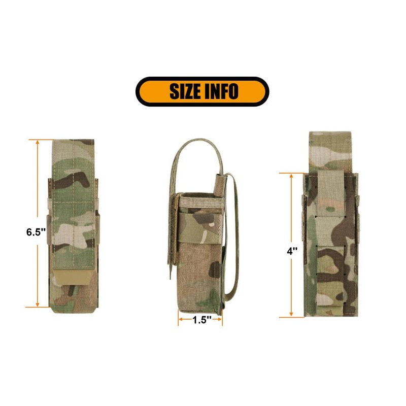 KRYDEX Flashlight Holster, Molle OC/Mace Spray Holder Adjustable Torch Carrier