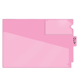 Doctor Stuff - Center Tab Vinyl Outguides, Diagonal Cut Front Pocket, Top Charge Out Slip Pocket, Plastic File Folder, Letter Size 9" x 13-1/4", Pink, 25/Box