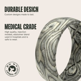 Groove Life Nomad Ash Silicone Ring Breathable Rubber Wedding Rings for Men, Lifetime Coverage, Unique Design, Comfort Fit Ring - Size 10