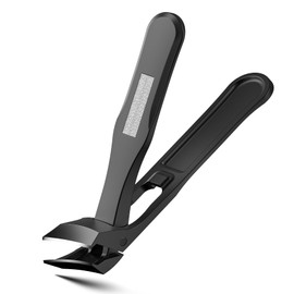 BALUCA Premium Slanted Toenail Clippers for Ingrown Nails – Heavy Duty Curved Blade Nail Clipper for Thick Nails, Seniors & Men – Ergonomic Grip with Built-in Nail File, Black