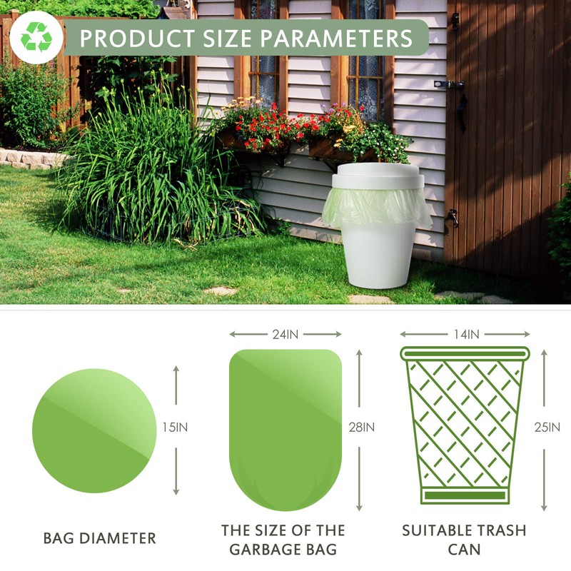 Biodegradable Medium Trash Bags 8 Gallon, 0.67 Mil Extra Strong
