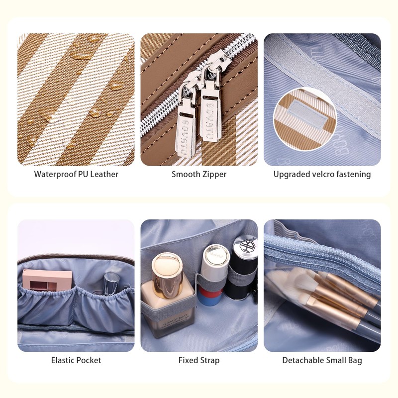 BOYATU Travel Makeup Bag for Women: Large Cosmetic Bag Set