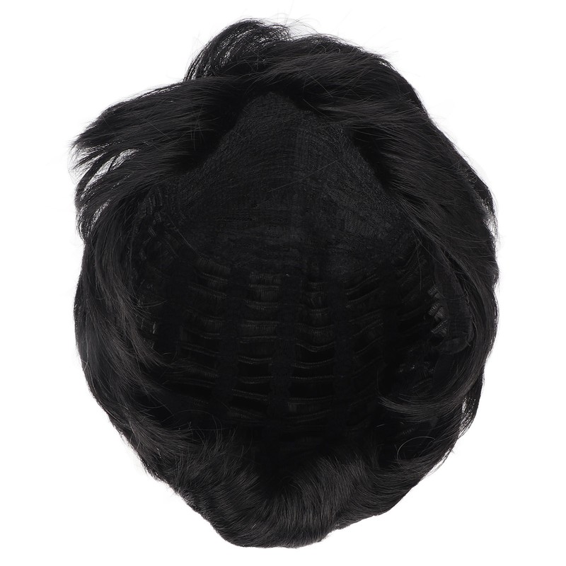 Men's Short Black Wig High Temperature Silk Layered Realistic Breathable