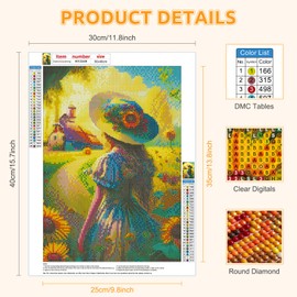EOBROMD Diamond Painting Adult Flower, 5D Diamond Painting Pictures Adult Girls, DIY Diamond Painting Pictures Diamond Painting Set for Wall Decoration, 30 x 40 cm