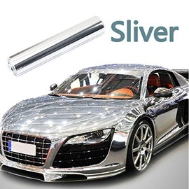 DIYAH High Gloss Silver Chrome Mirror Vinyl Car Wrap Sticker with Air Release Bubble Free Anti-Wrinkle (96" x 60" / 8FT x 5FT)